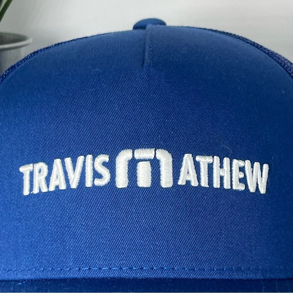 Travis Mathew Mesh Adjustable‎ Golf SnapBack Hat Royal Blue/White Embroidery TM